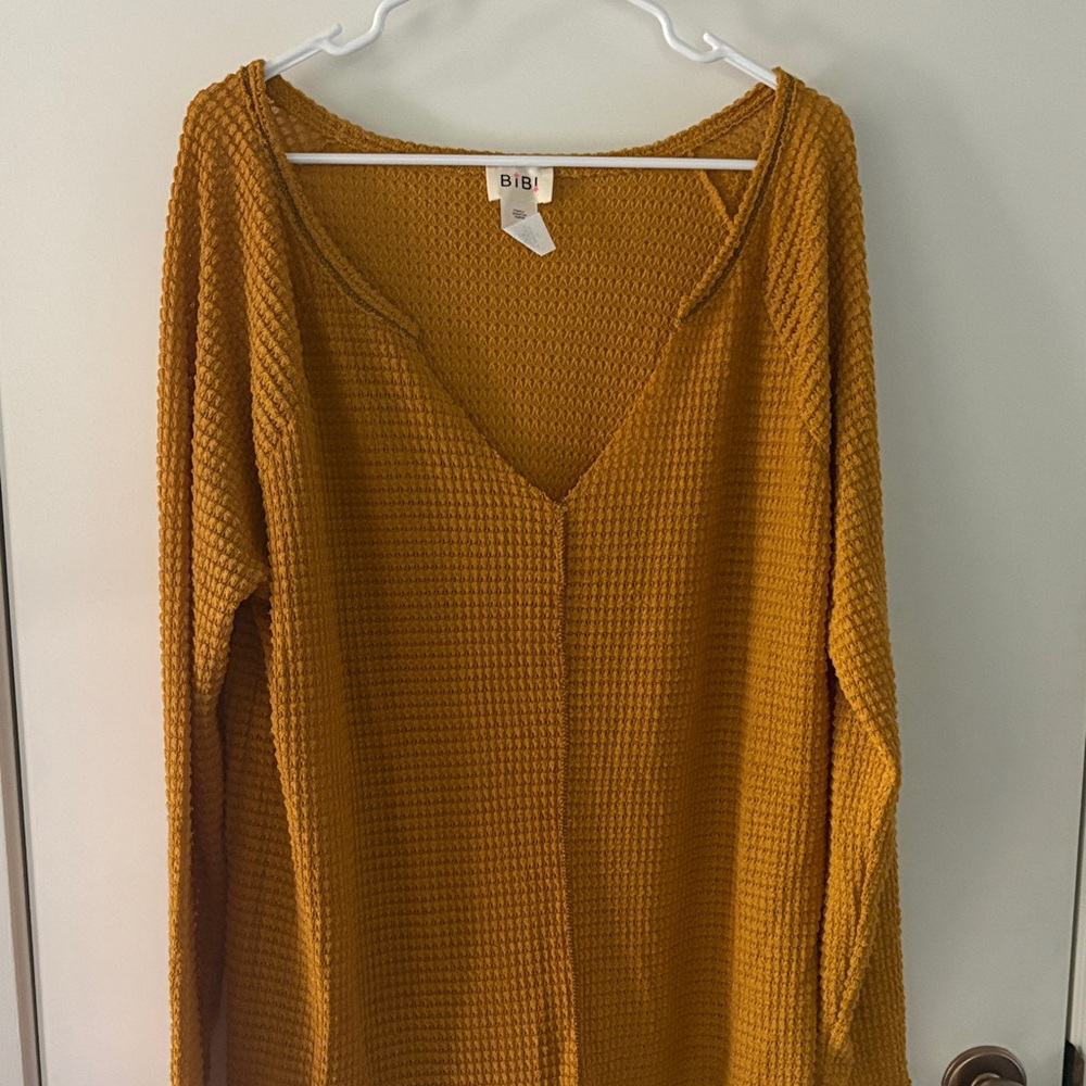 BiBi Golden Waffle Knit Top